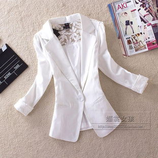 2014春季韩版女职业气质修身蕾丝七分袖小西装西服外套